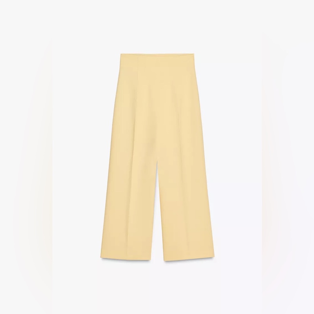 Zara Wide Leg Cropped Cream Colored Pants - Picture 9 of 10